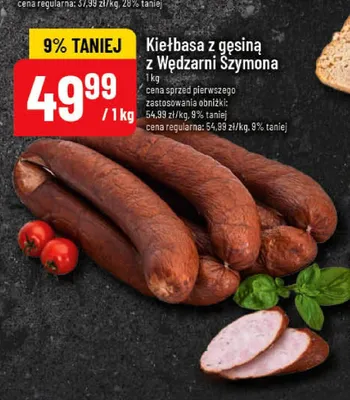 Kiełbasa z gęsiną z Wędzarni Szymona promocja w POLOmarket
