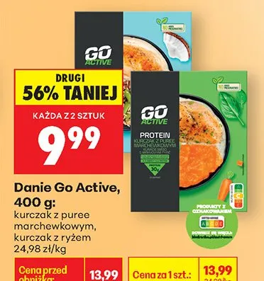 Danie z puree marchewkowym, kurczak z ryżem Go Active promocja w Biedronka