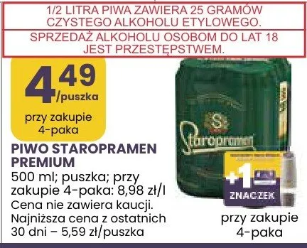 Piwo staropramen premium promocja w Stokrotka