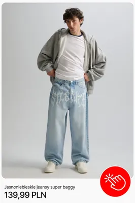 Jeansy jasnoniebieskie super baggy Cropp promocja w Cropp