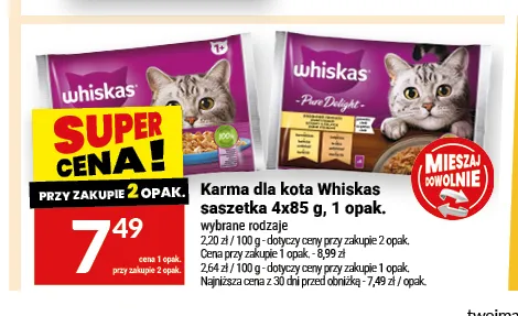 Karma dla kota Whiskas 4-pak 85 g promocja w Twój Market