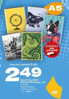 Zeszyt w kratkę Top 2000 Basic A5 80 kartek promocja w Twój Market