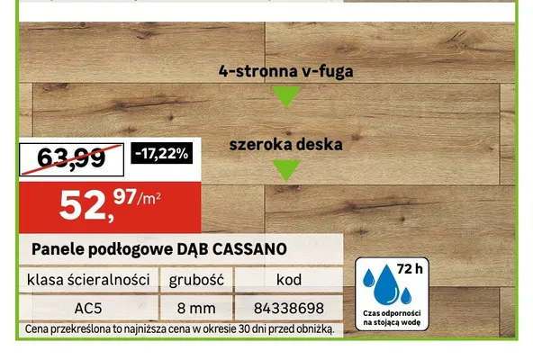 Panele podłogowe Dąb Cassano 8 mm AC5 promocja w Leroy Merlin