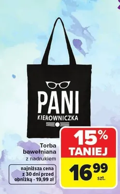 Torba bawełniana z nadrukiem promocja w Carrefour
