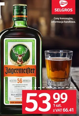 Likier Jägermeister 35% 700 ml promocja w Selgros