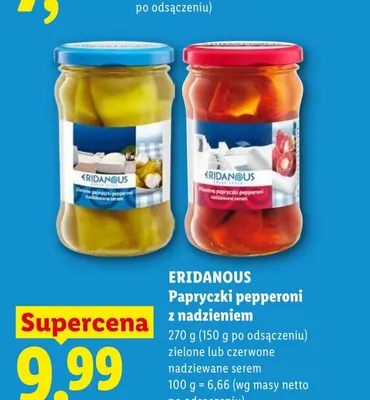 Papryczki pepperoni czerwone nadziewane serem Eridanous promocja w Lidl