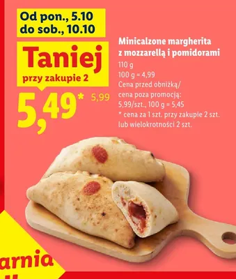 Minicalzone margherita z mozzarellą i pomidorami Piekarnia Lidla promocja w Lidl