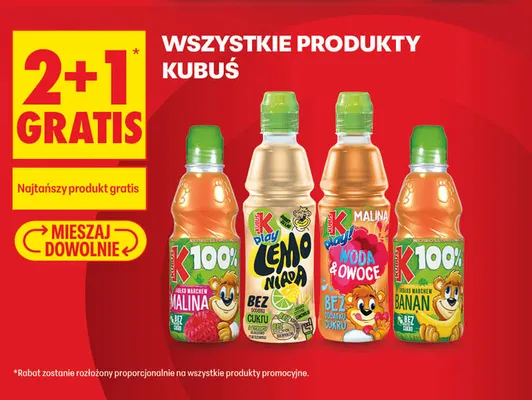 Napój Kubuś Play Woda & Owoce Malina promocja w Biedronka