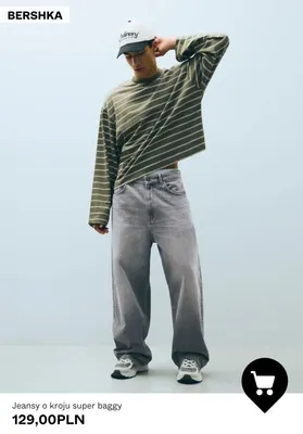 Jeansy o kroju super baggy Bershka promocja w Bershka