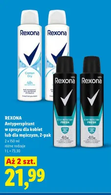 Antyperspirant w sprayu dla mężczyzn Rexona Active Protection+ Fresh 2-pak promocja w Lidl