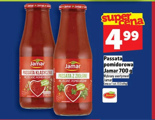 Passata pomidorowa Jamar z ziołami 700g promocja w TOPAZ
