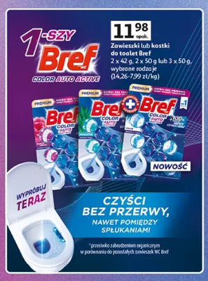 Zawieszki do toalet Bref Color Auto Active promocja w Auchan