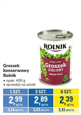 Groszek konserwowy Rolnik promocja w Makro