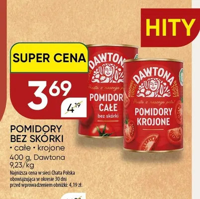 Pomidory krojone bez skórki Dawtona promocja w Chata Polska