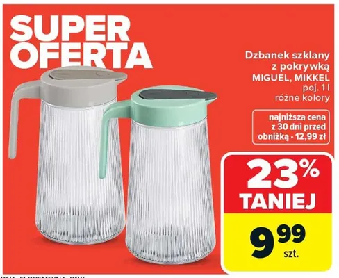 Dzbanek szklany z pokrywką Mikkel promocja w Carrefour