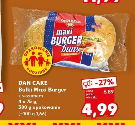 Bułki Maxi Burger z sezamem Dan Cake 4-pak promocja w Kaufland