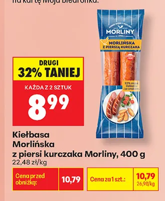 Kiełbasa Morlińska z piersi kurczaka Morliny promocja w Biedronka