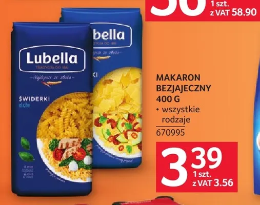 Makaron bezjajeczny Lubella promocja w Selgros