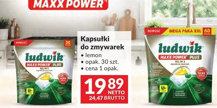 Kapsułki do zmywarek Ludwik Maxx Power Plus lemon promocja w Makro