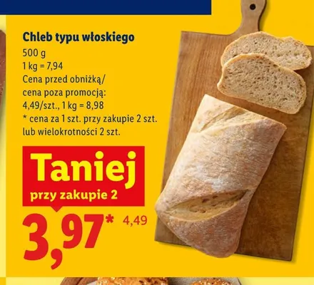 Chleb typu włoskiego promocja w Lidl