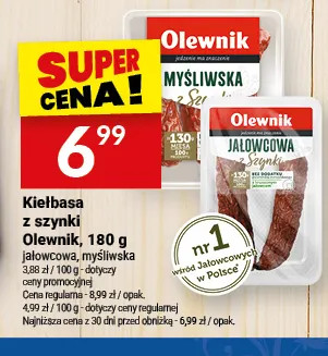Kiełbasa z szynki Olewnik jałowcowa promocja w Twój Market