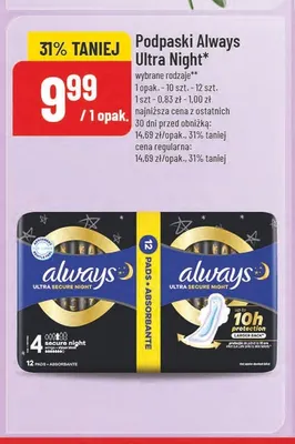 Podpaski Always Ultra Night promocja w POLOmarket