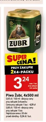Piwo Żubr 4-pak 500 ml promocja w Twój Market
