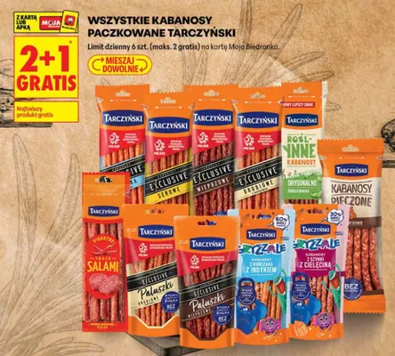 Kabanosy paczkowane Tarczyński promocja w Biedronka