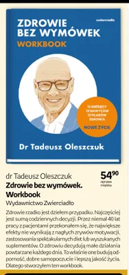 Książka Zdrowie bez wymówek. Workbook dr Tadeusz Oleszczuk promocja w Empik