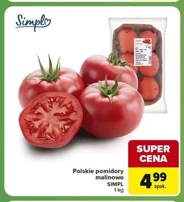 Pomidory malinowe Simply polskie promocja w Carrefour Express