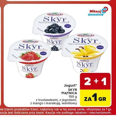 Jogurt Skyr Piątnica z jagodami promocja w Carrefour Market