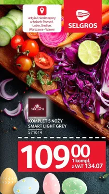 Komplet 5 noży Smart Light Grey Gerlach promocja w Selgros