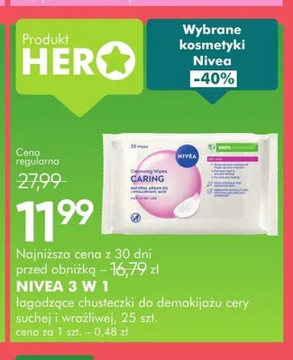 Chusteczki do demakijażu Nivea 3 w 1 promocja w Super-Pharm