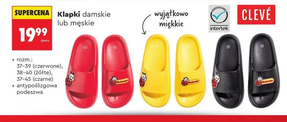 Klapki damskie Clevé promocja w Biedronka