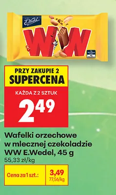 Wafelki orzechowe w mlecznej czekoladzie WW E.Wedel promocja w Biedronka