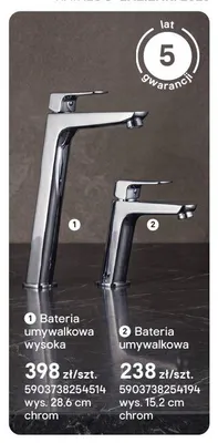 Bateria umywalkowa Azurro Ecologica chrom promocja w Castorama