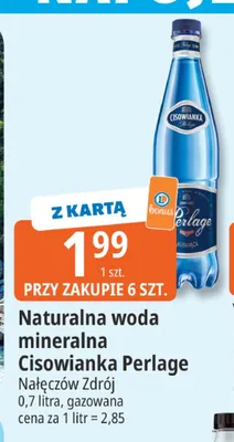 Woda mineralna gazowana Naturalna woda Cisowianka Perlage promocja w Leclerc