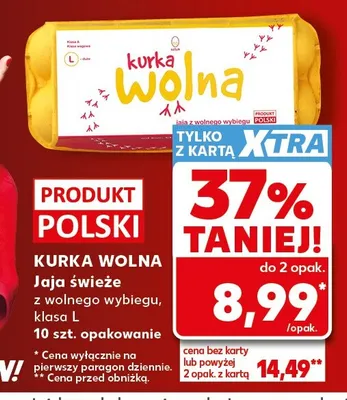 Jajka kurze świeże z wolnego wybiegu Kurka Wolna promocja w Kaufland