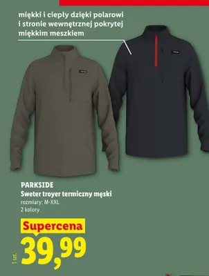 Sweter troyer termiczny męski Parkside promocja w Lidl