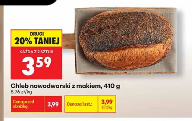 Chleb nowodworski z makiem promocja w Biedronka