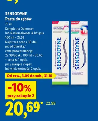 Pasta do zębów Kompletna Ochrona+ Sensodyne promocja w Lidl