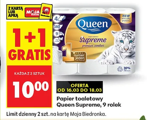 Papier toaletowy Queen Supreme promocja w Biedronka