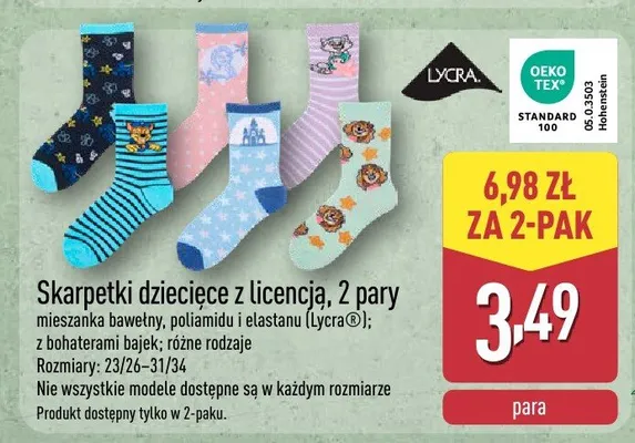 Skarpetki dziecięce z licencją, 2 pary promocja w Aldi