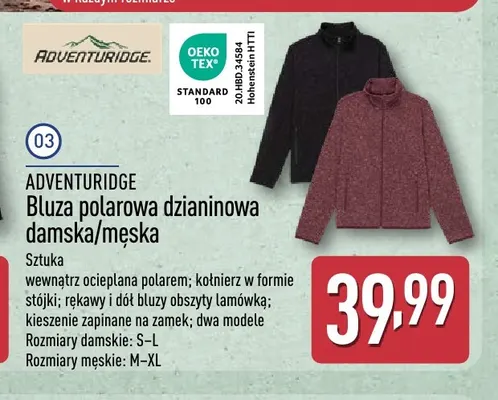 Bluza polarowa dzianinowa damska Adventuridge promocja w Aldi