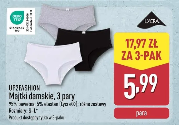 Majtki damskie, 3 pary promocja w Aldi