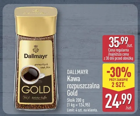 Kawa rozpuszczalna Gold promocja w Aldi