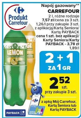Napój gazowany różne rodzaje Carrefour promocja w Carrefour