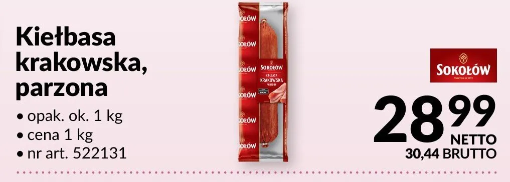 Kiełbasa krakowska, parzona promocja w Makro