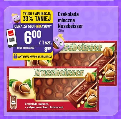 Czekolada mleczna z całymi orzechami laskowymi Nussbeisser promocja w POLOmarket