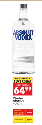 Wódka Absolut 1 l promocja w Biedronka